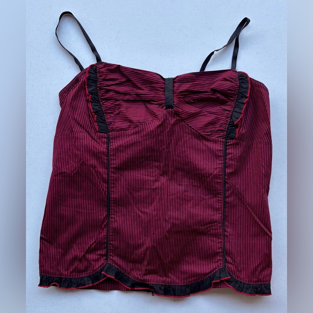 Morbid Threads Red and Black Striped Cami